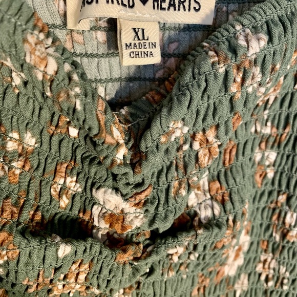 Boho Cottagecore Floral OliveGreen Jumpsuit Wide Legs Size M - Picture 2 of 8